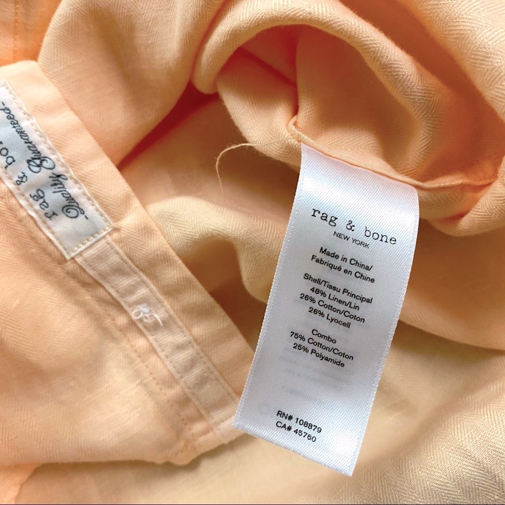 Rag & Bone Fit 2 Tomlin Linen Shirt in Peach - Picture 9 of 16